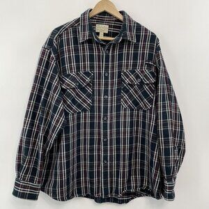 Cabelas Flannel Shirt Heavy Thick Long Sleeve Plaid Black Red Mens XL